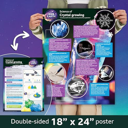 BBC Earth Science of Crystal Growing, Grow 3 Dazzling Crystals, Includes Display Case, Powdered Paints, Learning Guide, Crystal Growing Kit, STEM Toys, Kids Science Kit, STEM Kits for Kids Age 12-14 - style: Crystal Growing