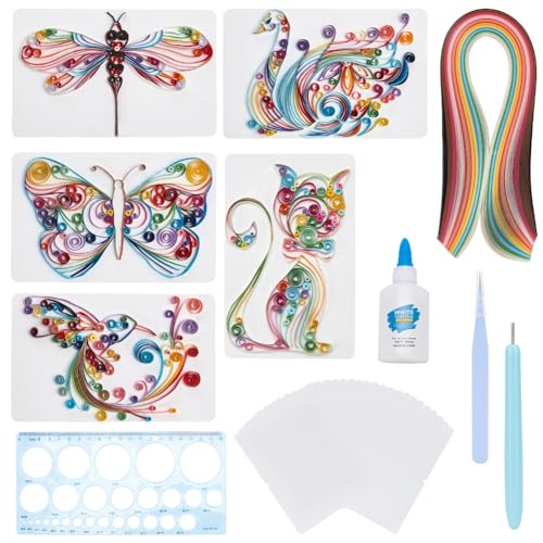 WEBEEDY 20 Sets Paper Quilling Kits for Beginners DIY Lovely Animal Quilling Card Making Kits with 36 Colors Strips, 20 Cards, Paper Quilling Tools and Supplies Home Room Wall Art Decor Creative Gift