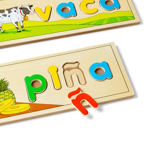 Melissa & Doug Spanish See & Spell Educational Language Learning Toy - FSC-Certified Materials - size: 13.9 x 9.2 x 1.75, style: Spanish