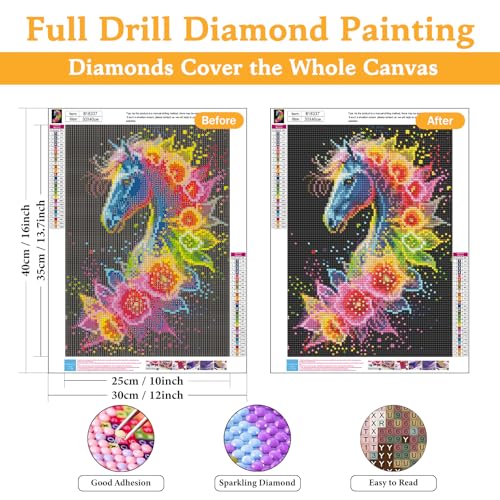 Okarina Diamond Art Kits for Adults & Beginners, Horse Diamond Painting Kit - color: HMDPUS-26104