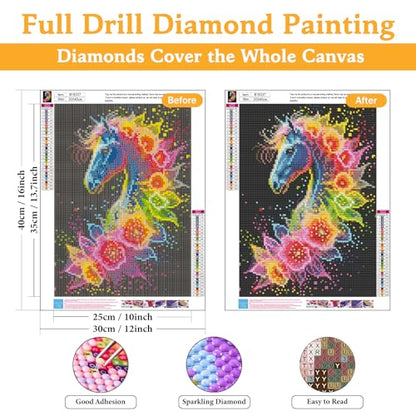 Okarina Diamond Art Kits for Adults & Beginners, Horse Diamond Painting Kit - color: HMDPUS-26104