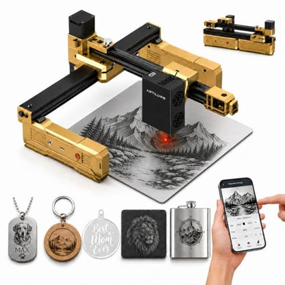 Artilume T1 Infrared Laser Engraver for Metal with App Control - T1 IR1W - color: Gold-infrared Laser 1w With App