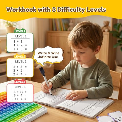JoyCat 144 Addition & Subtraction Flash Cards with Learning Board, Ages 4-8