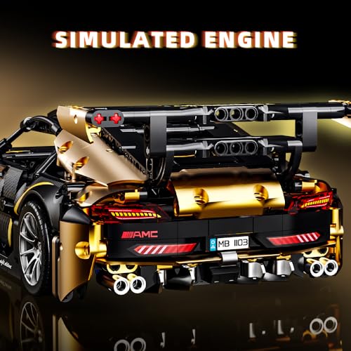 APAWR 1:14 MOC Building Set Raceing Model, Sports Car Building Blocks Toys Boys or Adults Kits，Super Cars for Boys Age 8+and Adult，Collectable Model Car Building Kit(1368pcs)