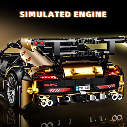 APAWR 1:14 MOC Building Set Raceing Model, Sports Car Building Blocks Toys Boys or Adults Kits，Super Cars for Boys Age 8+and Adult，Collectable Model Car Building Kit(1368pcs)