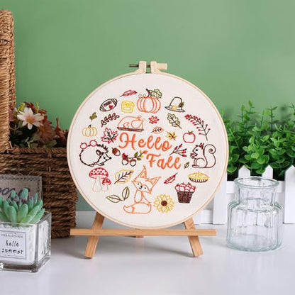 Louise Maelys Hello Fall Embroidery Kit Autumn DIY Craft Set - color: hello fall