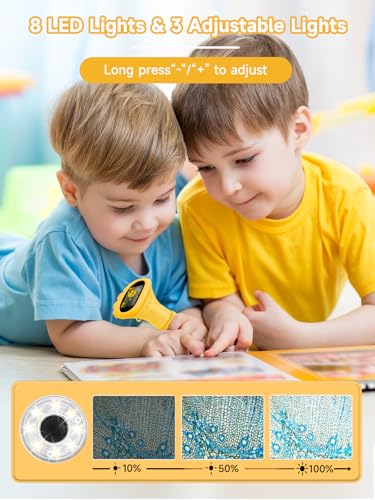 Acoath Microscope for Kids, 1000X Handheld Digital Miniscope with 2.0" Screen, Portable Pocket Microscope Education Toys Birthday Gifts for Age 3 4 5 6 7 8 9 10 Girls Boys - color: Yellow