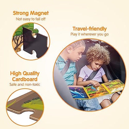 SYNARRY Magnetic Dinosaur Puzzle for Kids Ages 3-5, Travel Dinosaur Toys - style: Dinosaur