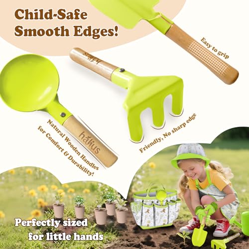 Kids Gardening Tool Set 18PCS Outdoor Toys Tote Bag Watering Can Green - color: Green