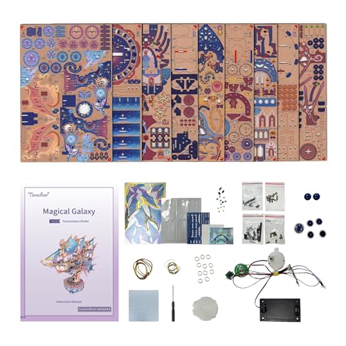 Tonecheer 3D Wooden Puzzle Airship Model Kit, DIY Transmission Model Fantasy Ship Spaceship with Music, Movable Building Kit Starlight Craft Mechanical Decor Idea Gift for Adults - Magical Galaxy - style: Magical Galaxy