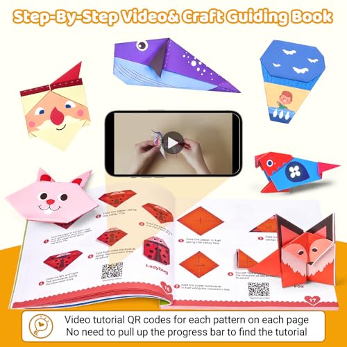 GAMENOTE Origami Kit for Kids Ages 8-12, 80 Assorted Projects, 260 Sheets