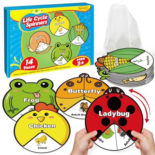 Kasfalci Life Cycle Toys for Kids,Back to School Supplies,Animal Plant Insect Bug Ladybug Butterfly Tadpole to Frog Kit,Montessori Learning & Education Toys,Preschool Science Learning Activities - style: Life Cycle