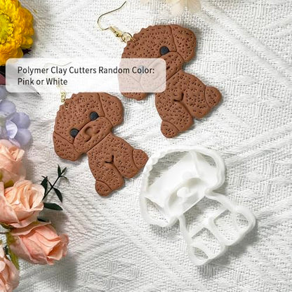 Xaekicr Poodle Dog Polymer Clay Cutters for Earrings – Cute Puppy Clay Cutters for Polymer Clay Jewelry Making – Animal Clay Earring Cutters and DIY Clay Tools – 1 Piece - color: W color