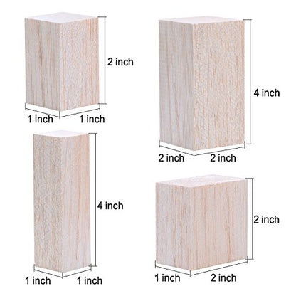 Sumind 12 Pcs Balsa Wood Blocks, 4 Sizes Carving Wooden Blocks