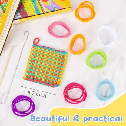 Weaving Loom Kit Toys for Kids and Adults - with Wooden Base Scale Markings - color: Potholder Weaving Loom Loop Refills