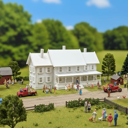 N Scale Model Village Two-Story House with Porch Kit Unassembled Christmas Building for Model Railroad JZN5891JJ