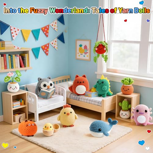 Joyclub Crochet Kit for Beginners 6 Fake Plants with Video for Adults - color: Colorful Plant