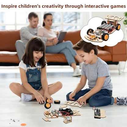Self-Centering Steering Remote Control Car，STEM Projects for Kids Ages 8-12，Engineering kit, DIY rc car kit, STEM Kits for Kids Ages 8-12