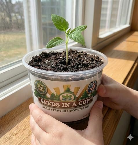 Rhubarb Grow Kit – Seeds in a Cup Indoor/Outdoor Starter Set with Real Potting Soil & Recyclable Planter with Lid | Step-by-Step Instructions | Non GMO | Made in USA – Easy Beginner Gardening Gift - style: Grow Kit