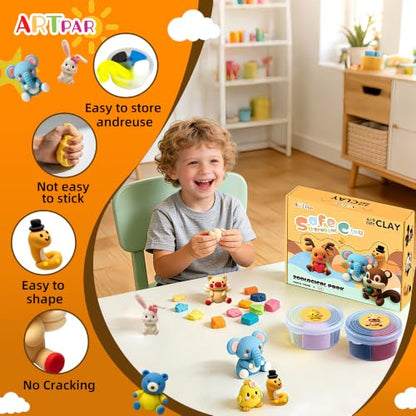 ARTPAR Air Dry Clay Kit, 12 Animals Modeling Magic Clay, Kids Crafts Gifts - color: Clay animals kit