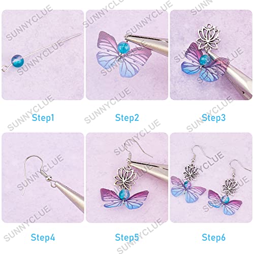 SUNNYCLUE 1 Box DIY 8 Pairs Butterfly Wing Earring Making Kits Knot Lotus Charms Butterfly Epoxy Resin Charms Pendants & Glass Beads with Jump Rings for Handmade Earrings Beginner, Mixed Color - color: Light Weight