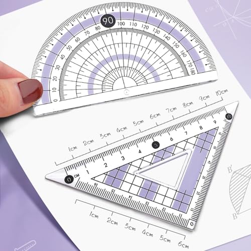 8 Pcs Pink Geometry Set Cute Compass Set with Maths Protractor Rulers, Math Set for Drawing Measuring Tools, Kawaii Ruler Kit for Class Women Girls School Supplies (Pink) - color: Pink