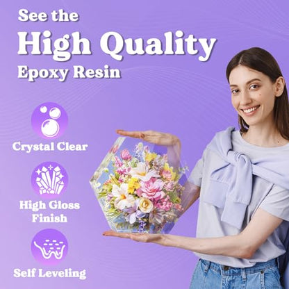 LET'S RESIN 1/2 Gallon Epoxy Resin,Crystal Clear Resin Epoxy Kit for Crafts - size: 64oz