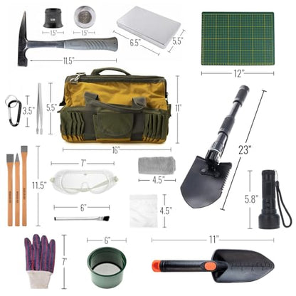 ASR Outdoor 13pc Geology Rockhounding Equipment Kit with Tool Bag - size: 13pc