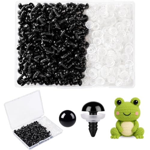 Vanblue Safety Eyes 260PCS 12mm Plastic Black Craft Eyes with Washers Teddy Bear Eyes for Amigurumi Stuffed Animals Crochet Toys Crafts Making Halloween Decorations - size: 12mm