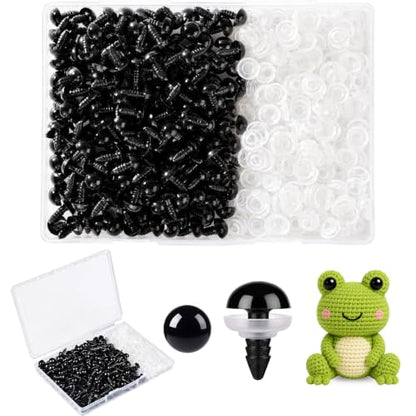 Vanblue Safety Eyes 260PCS 12mm Plastic Black Craft Eyes with Washers Teddy Bear Eyes for Amigurumi Stuffed Animals Crochet Toys Crafts Making Halloween Decorations - size: 12mm