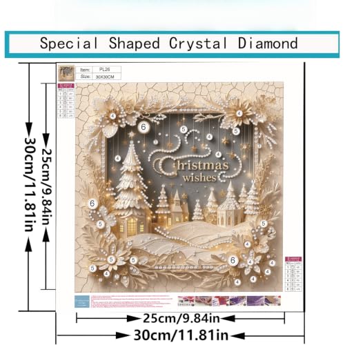 Pearl Christmas Wishes Town Diamond Painting Kits for Adults,5D Diamond Art - color: PL26-1