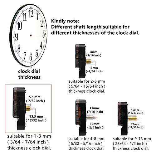 Youngtown 12888 Quartz Clock Mechanism Replacement 17/32" Shaft Clock Parts - size: 17/32 inch total shaft length