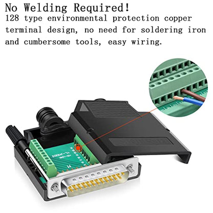 DB25 Solderless Connector, 10PCS Set, Includes 5 Male & 5 Female, 16mm Thin, RS232 Serial Port Adapter Breakout Board, for Tax Control Machine, Digital Camera, PLC etc. - style: 5PCS Male+5PCS Female