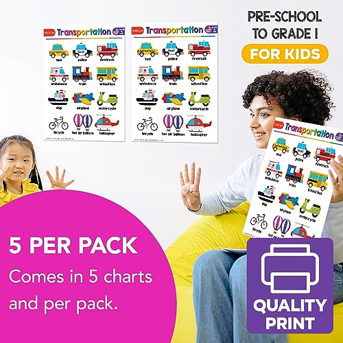 FoldCard Transportation Chart Educational Poster 8.5x11 5pk - color: Transportation