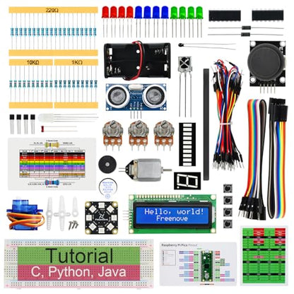 Freenove Super Starter Kit for Raspberry Pi Pico 1 2 W (Not Included), 588-Page Detailed Tutorial, 175 Items, 94 Projects, Python C Java Code - color: without Raspberry Pi Pico