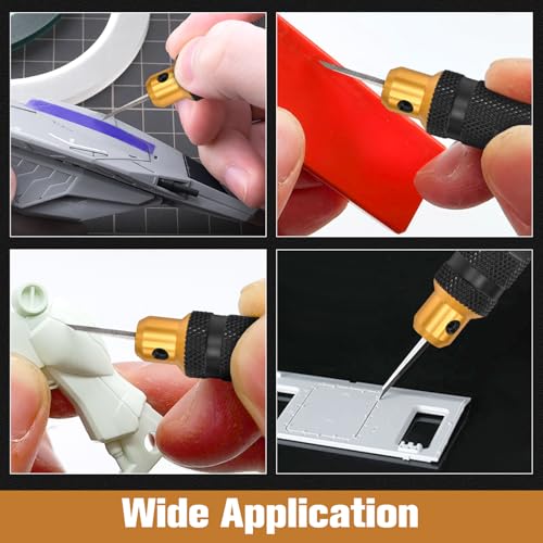 SPEEDWOX Model Scriber Chisel Model Scriber Cutting Tool 7-In-1 Scriberes Kit with 7 Blades (0.1/0.2/0.4/0.6/0.8/1.0/2.0mm) Tungsten steel Blades for Modeling Hobby, Car and Airplane Kits, Bonsai