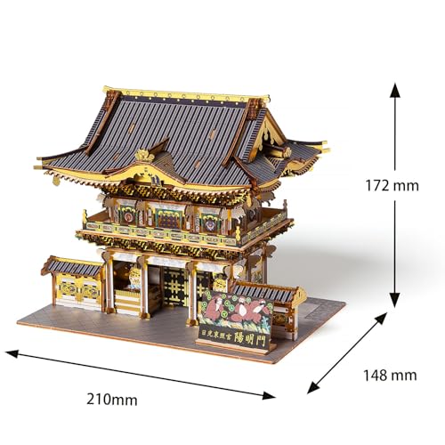 ki-gu-mi Nikko Toshogu Yomeimon Gate Color Edition – Wooden 3D Puzzle Model Kit – DIY Japanese Architecture Craft – No Tools Required – Display Piece & Gift Idea - style: Yomeimon