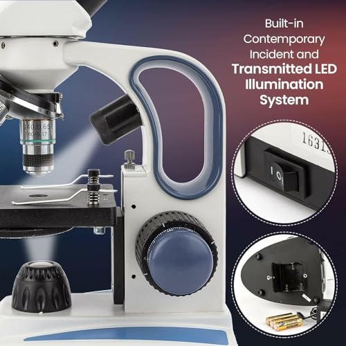 AmScope Digital Cordless Compound Monocular Microscope, 1.3MP Camera - style: M158C-2L-E1