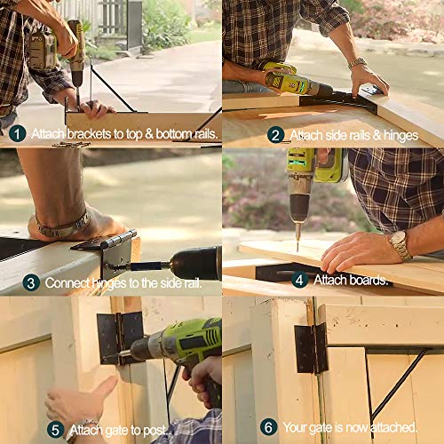 Mofeez Corner Brace Bracket No Sag Kit for Shed Doors, Driveway Gates, Corral Gates, Wood Windows (2 Sets) - style: Anti Sag Gate Kit - 2Set