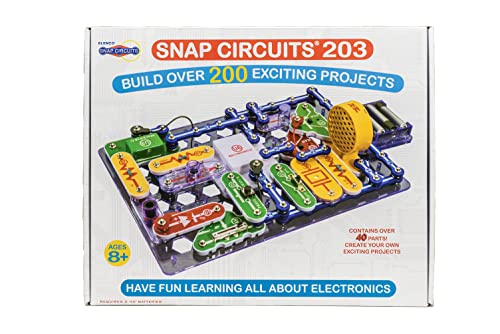 SNAP CIRCUITS 203 STEM Electronics Kit, 200+ Projects, Ages 8+