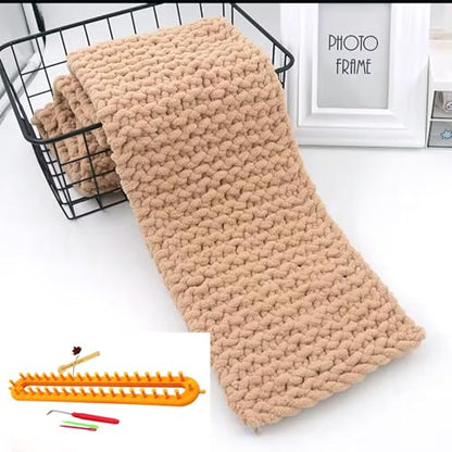 Rectangle Knitting Looms，Plastic Weaving Looms Set，Weaving Loom，Scarf Hats Making Tools，DIY Crocheting Handmade Craft Kit with a Crochet Hook and Needle for Knitting Lovers，36 cm (Yellow) - size: Rectangle,36cm,Sparse Pegs