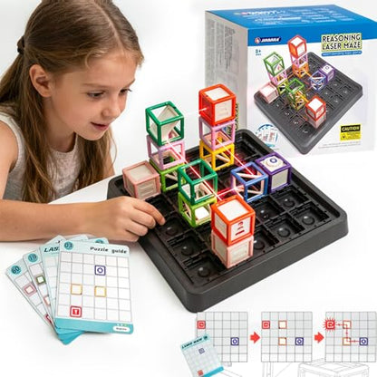 2026 New Laser Maze Reasoning Game, STEM Toys for Ages 8-13 with 60+ Challenges Puzzle Game, Ultimate STEM Logic Toys 37 Pcs Cubes, Learning Educational Toys Thinking Logic Games Ideal Children Gift