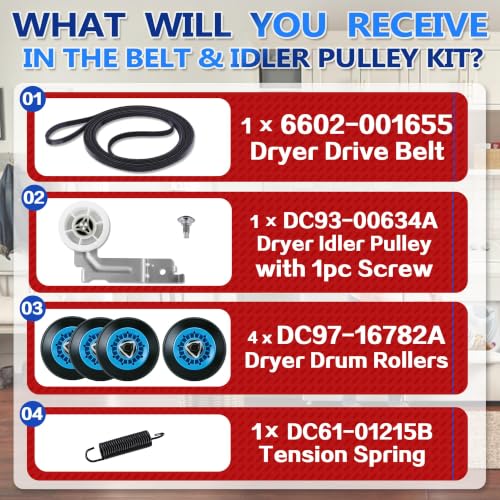 DV42H5200EP/A3 DV42H5200EW/A3 Dryer Roller Belt Kit Fit For Sam-sung