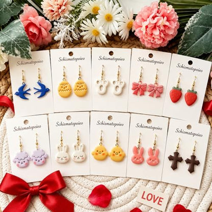 Easter Farm Clay Cutter Set for Polymer Clay Earrings – 11PCS Easter Animal & Spring Shape Cutters for DIY Jewelry Making, Earrings, Charms & Crafts - color: Easter