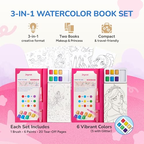 JoyCat 2 Pack Pocket Paint with Water Coloring Books for Kids - style: 2 Pack - Makeup & Princess