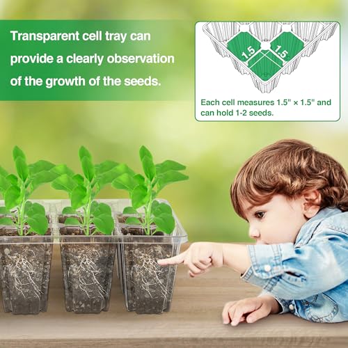 Bonviee 10-Pack Seed Starter Trays, Tall Dome, Base, 12-Cell Tray, Green - color: Green, size: 10 Packs