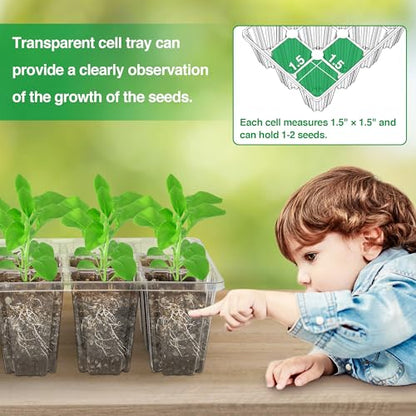 Bonviee 10-Pack Seed Starter Trays, Tall Dome, Base, 12-Cell Tray, Green - color: Green, size: 10 Packs