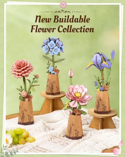 3D Flower Wooden Puzzle for Adults-Pink Lotus, DIY Wooden Flowers - style: TW - Lotus