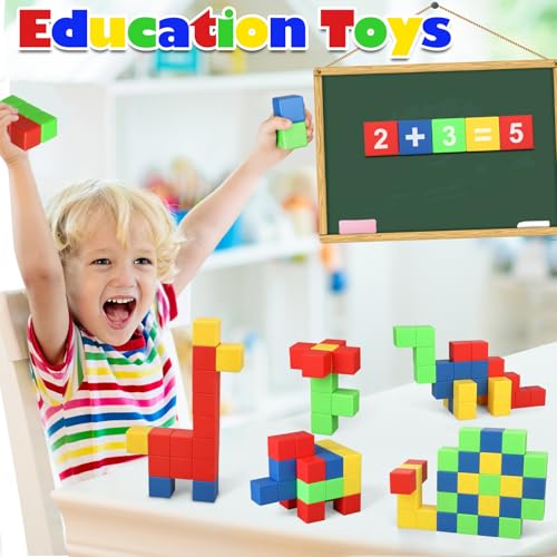 1 Inch Large Magnet Cube for Kids Toddler, Magnetic Blocks Gifts for Boys Girls , Letter Alphabet Sensory STEM Toy Science Kit, Number Construction 3D Puzzle Learning Toy Classroom Must Have 32 Pack