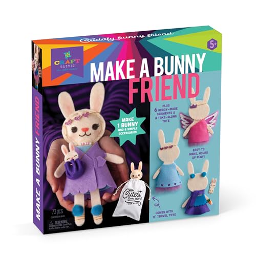 Craft-tastic – Make a Bunny Friend Craft Kit – Learn to Make 1 Easy-to-Sew Stuffie with Clothes & Accessories - style: Make a Bunny Friend Craft Kit